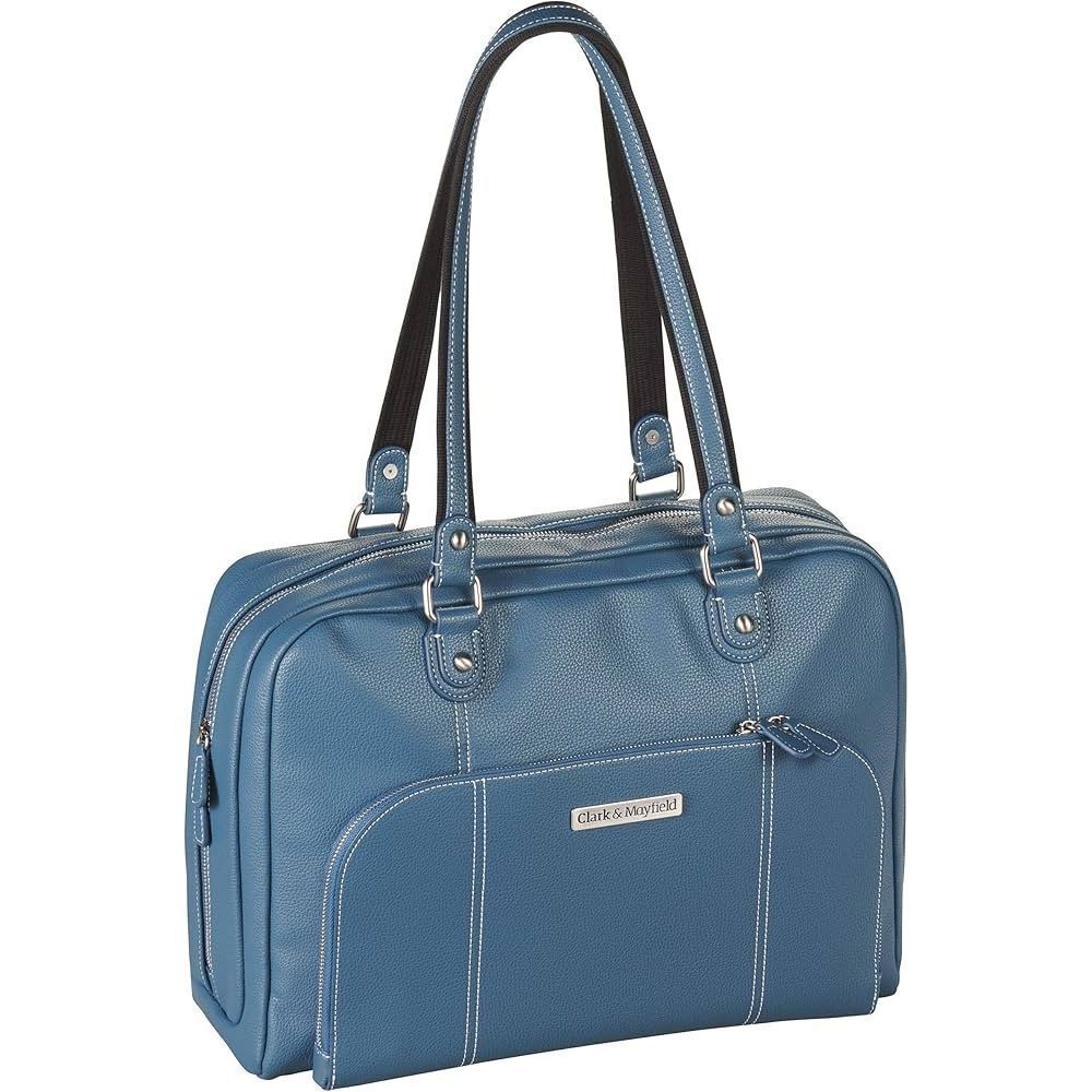 Clark & Mayfield Reed Laptop Handbag 17.3” — Teal Blue Pebbled Faux Leather Wome